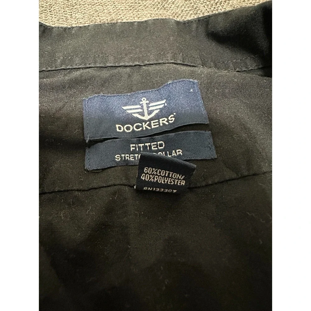 Dockers Fitted Men's 15/15 1/2‎ 32/33 M Black Long Sleeve Shirt